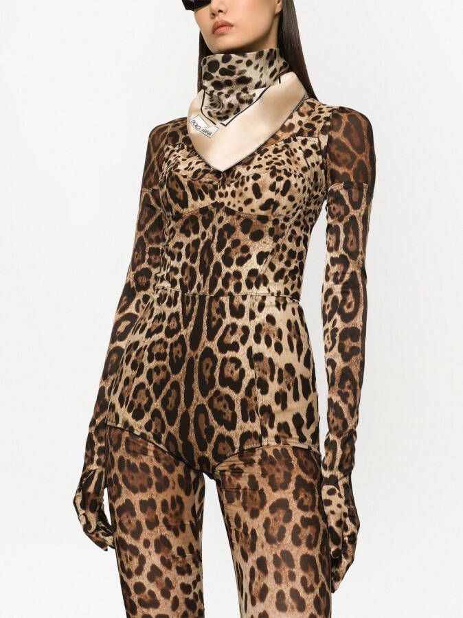 Dolce & Gabbana KIM DOLCE&GABBANA twill sjaal met luipaardprint Beige