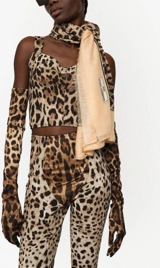 Dolce & Gabbana KIM DOLCE&GABBANA sjaal van kasjmierblend met luipaardprint Beige