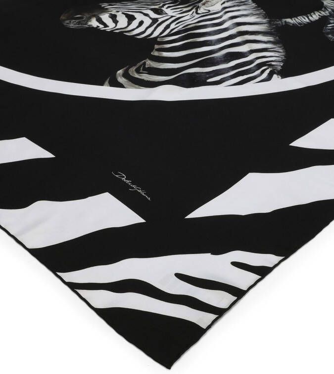 Dolce & Gabbana Twill sjaal met zebraprint Zwart