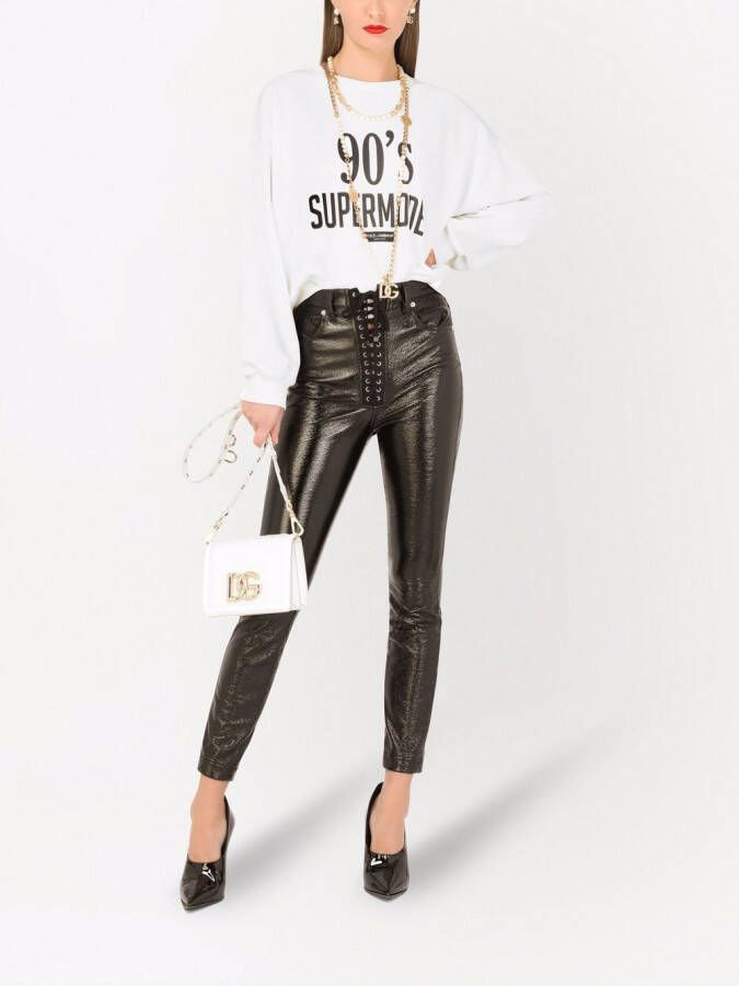 Dolce & Gabbana Gecoate skinny jeans met ringlets Zwart