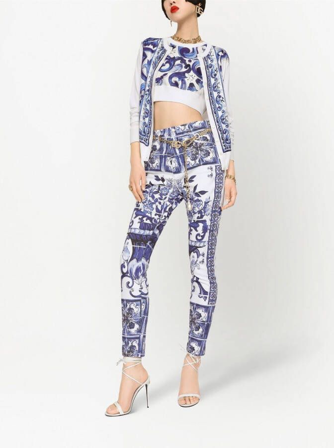 Dolce & Gabbana Grace skinny jeans met Majolica-print Blauw