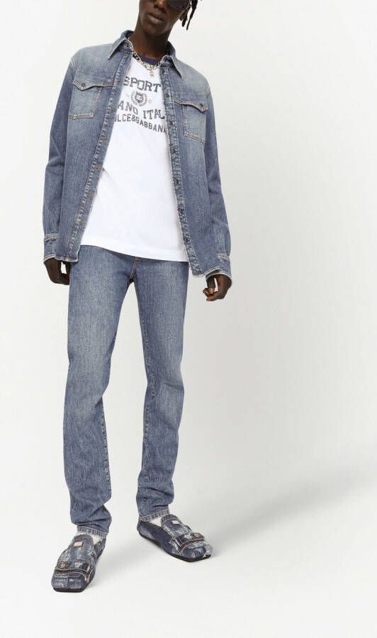 Dolce & Gabbana Skinny jeans met logo-applicatie Blauw