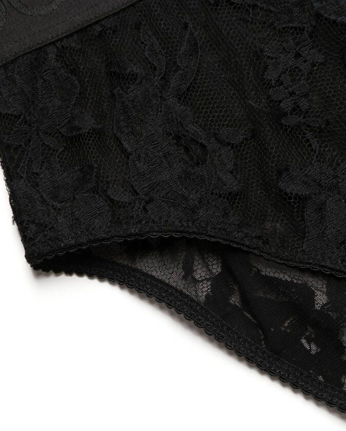 Dolce & Gabbana Slip met bloemenkant Zwart