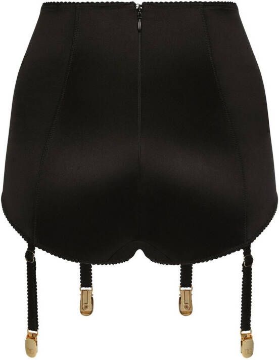 Dolce & Gabbana High waist satijnen slip met DG-logo Zwart