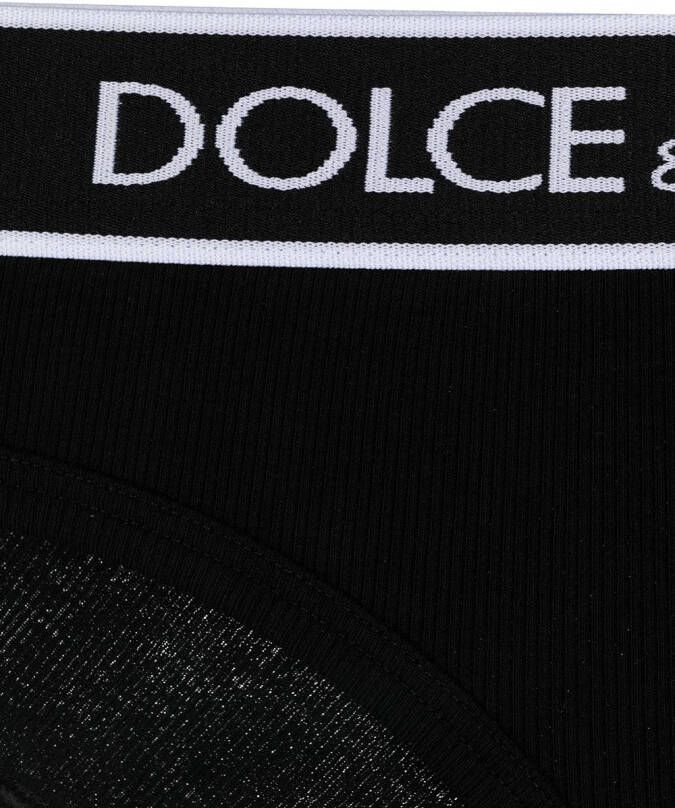 Dolce & Gabbana Geribbelde slip met logoband Zwart
