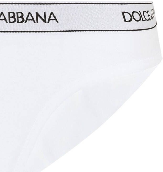 Dolce & Gabbana High waist slip met logoband Wit