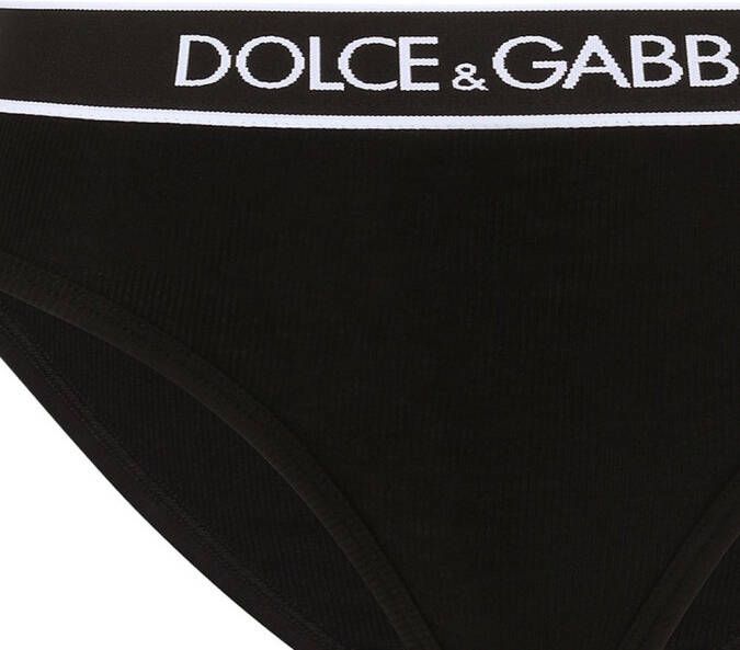 Dolce & Gabbana Geribbelde slip met logoband Zwart