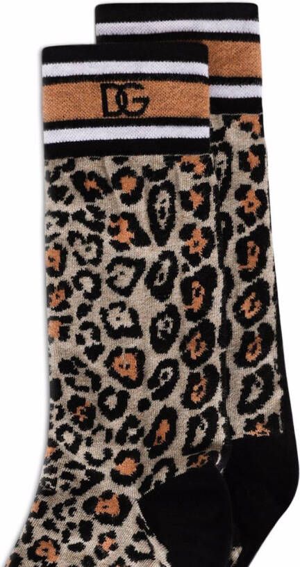 Dolce & Gabbana Sokken met luipaardprint en jacquard Bruin