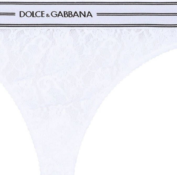Dolce & Gabbana String met logoprint Wit