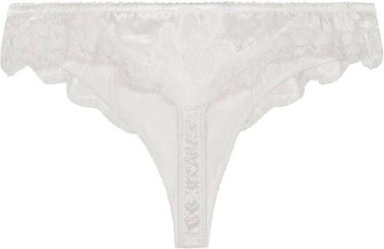 Dolce & Gabbana Satijnen string met kant Wit