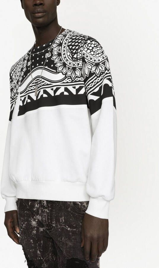Dolce & Gabbana Sweater met bandanaprint Wit