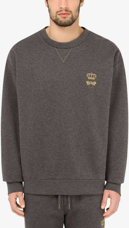 Dolce & Gabbana Jersey sweater met borduurwerk Grijs