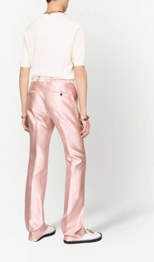 Dolce & Gabbana Zijden trui met korte mouwen en DG-logo Roze