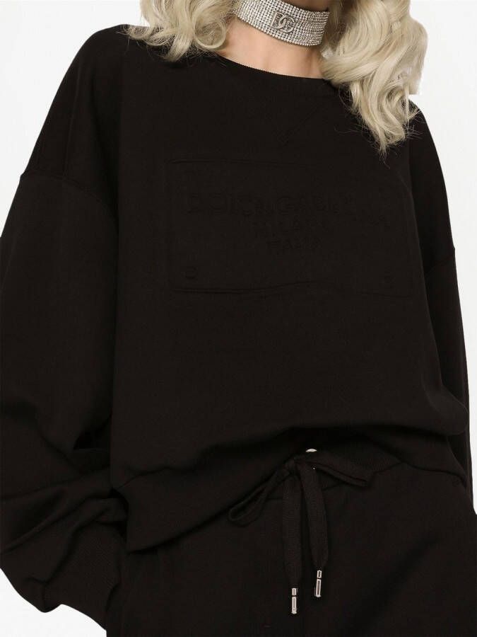 Dolce & Gabbana Katoenen sweater met logo-reliëf Zwart