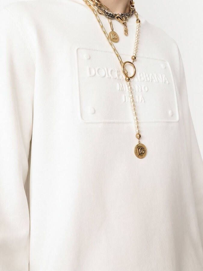 Dolce & Gabbana Sweater met DG-logo reliëf Wit
