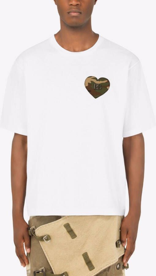 Dolce & Gabbana T-shirt met camouflagehart Wit