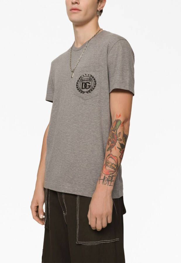 Dolce & Gabbana T-shirt met geborduurd logo Grijs