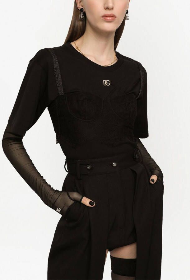 Dolce & Gabbana T-shirt met kant Zwart