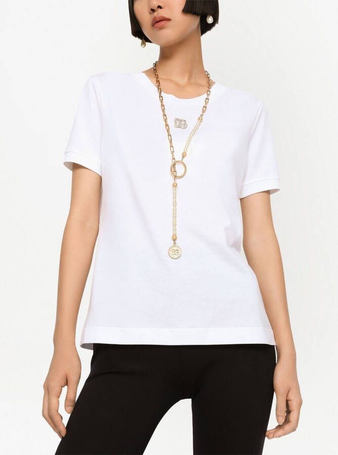 Dolce & Gabbana T-shirt verfraaid met kristallen Wit