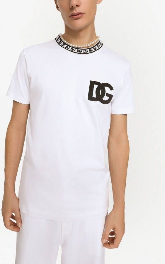Dolce & Gabbana Katoenen T-shirt met geborduurd logo Wit