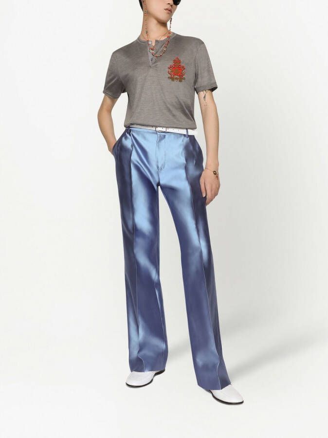 Dolce & Gabbana Zijden T-shirt met patch Grijs