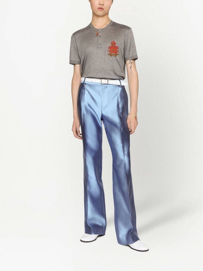 Dolce & Gabbana Zijden T-shirt met patch Grijs