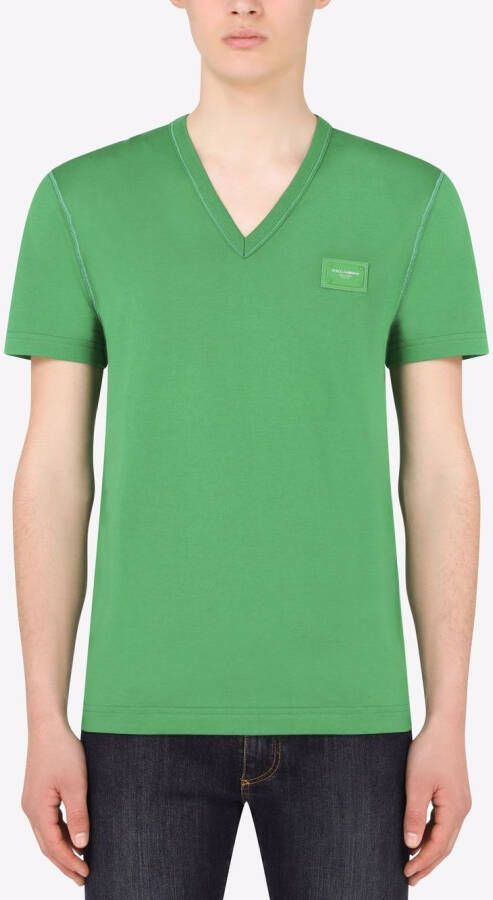 Dolce & Gabbana T-shirt met logopatch Groen