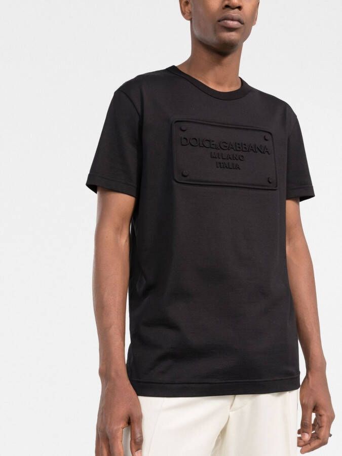 Dolce & Gabbana Katoenen T-shirt met logo-reliëf Zwart