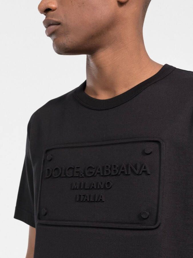 Dolce & Gabbana Katoenen T-shirt met logo-reliëf Zwart