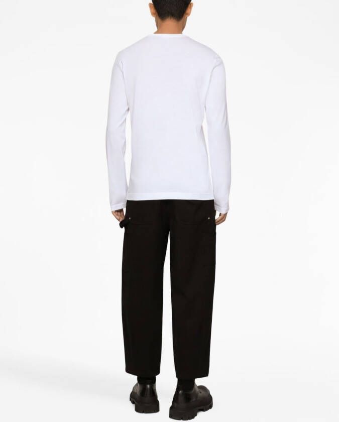 Dolce & Gabbana T-shirt met lange mouwen en logo label Wit