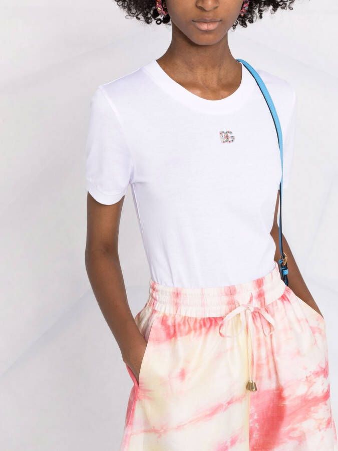 Dolce & Gabbana T-shirt verfraaid met kristallen Wit