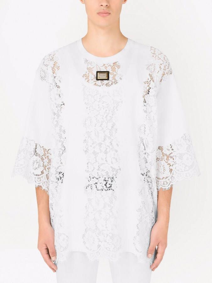 Dolce & Gabbana T-shirt met veterdetail Wit
