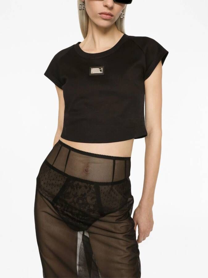 Dolce & Gabbana T-shirt met logoplakkaat Zwart