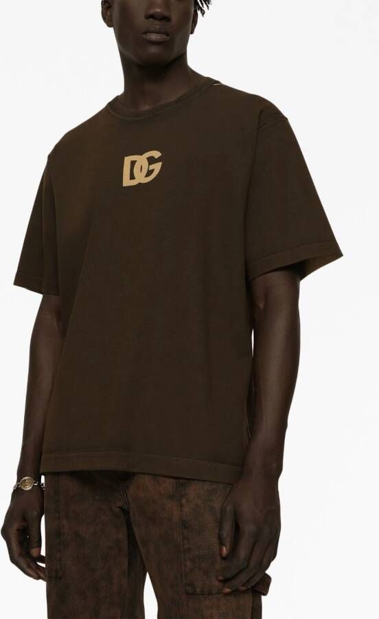Dolce & Gabbana T-shirt met logoprint Bruin