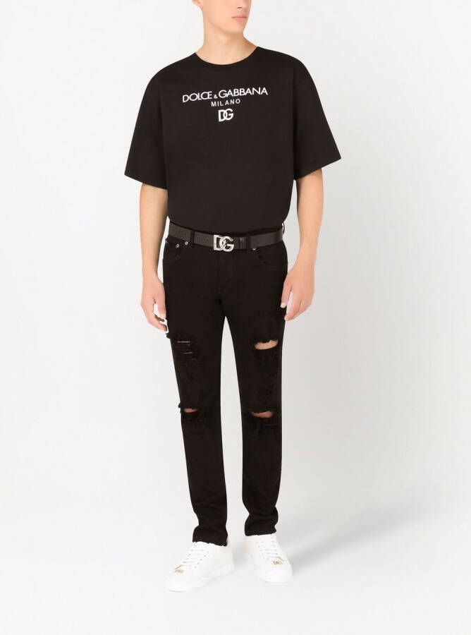 Dolce & Gabbana Katoenen T-shirt met geborduurd logo Zwart