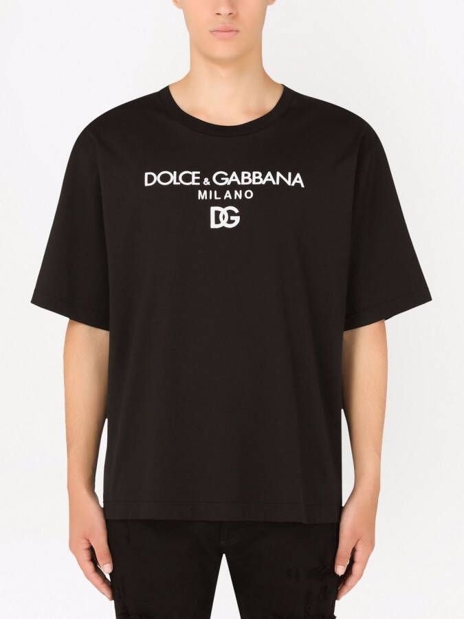 Dolce & Gabbana Katoenen T-shirt met geborduurd logo Zwart
