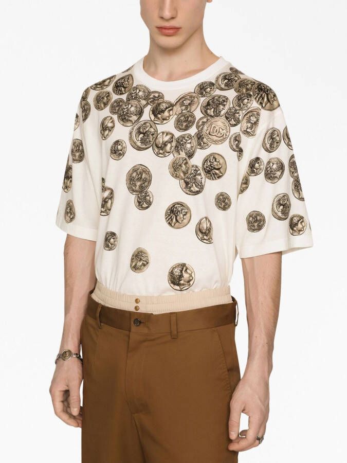 Dolce & Gabbana T-shirt met print Beige