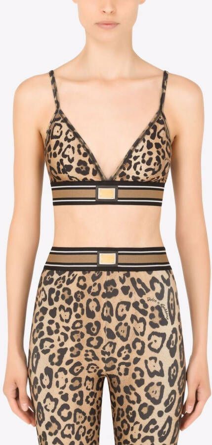 Dolce & Gabbana Bralettetop met luipaardprint Bruin