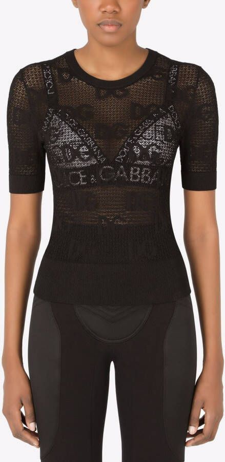 Dolce & Gabbana Trui met logo en kant Zwart