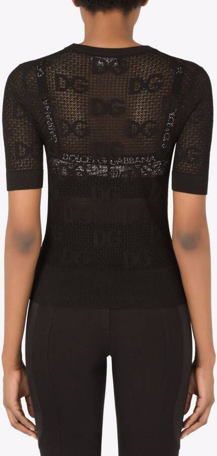 Dolce & Gabbana Trui met logo en kant Zwart