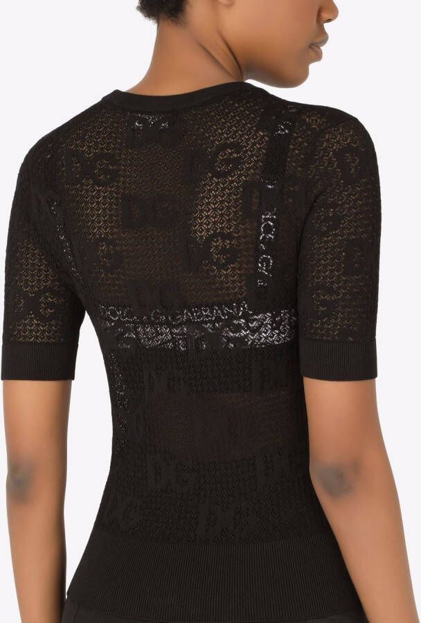 Dolce & Gabbana Trui met logo en kant Zwart