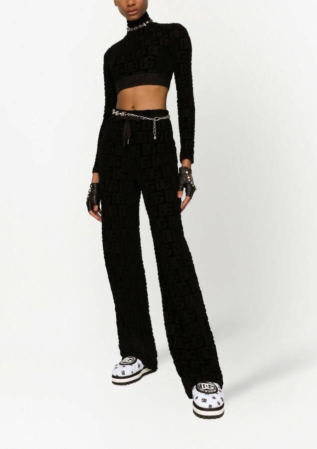Dolce & Gabbana Cropped top met DG-logo jacquard Zwart