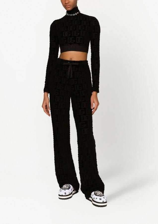 Dolce & Gabbana Cropped top met DG-logo jacquard Zwart
