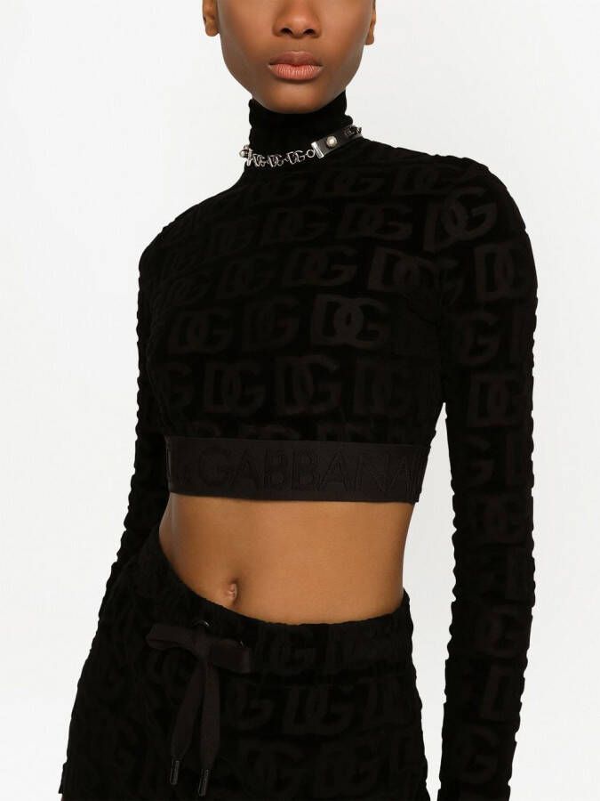 Dolce & Gabbana Cropped top met DG-logo jacquard Zwart