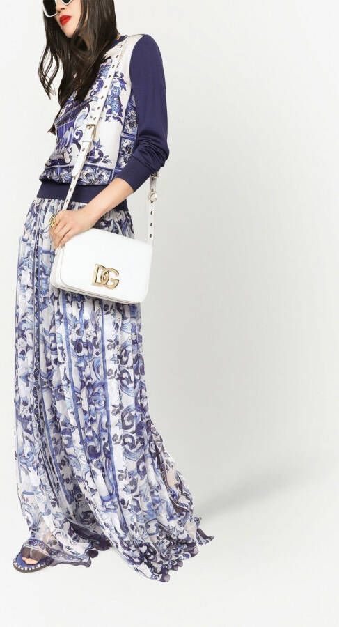 Dolce & Gabbana Zijden trui met Majolica-print Blauw