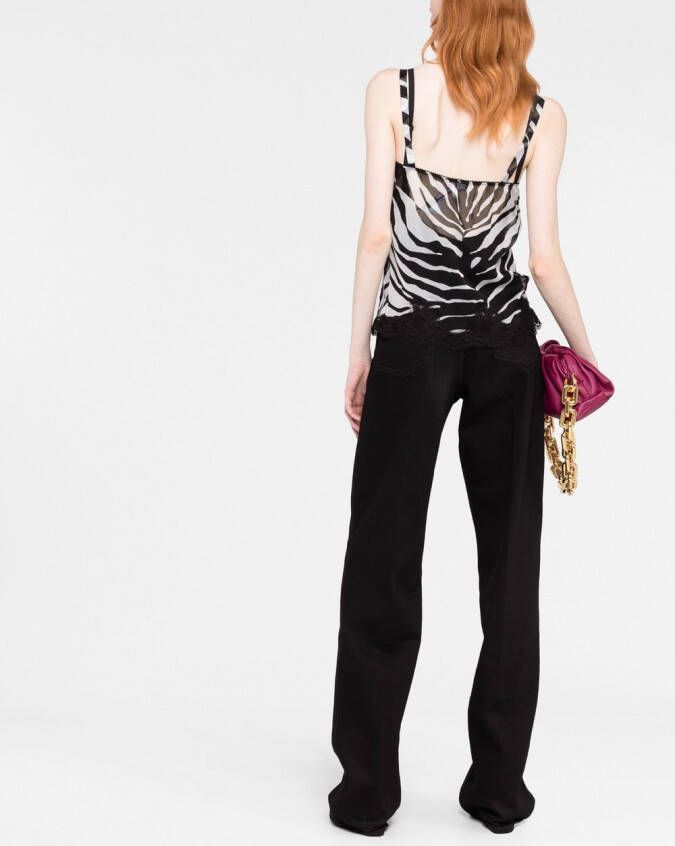 Dolce & Gabbana Chiffon top met zebraprint Zwart