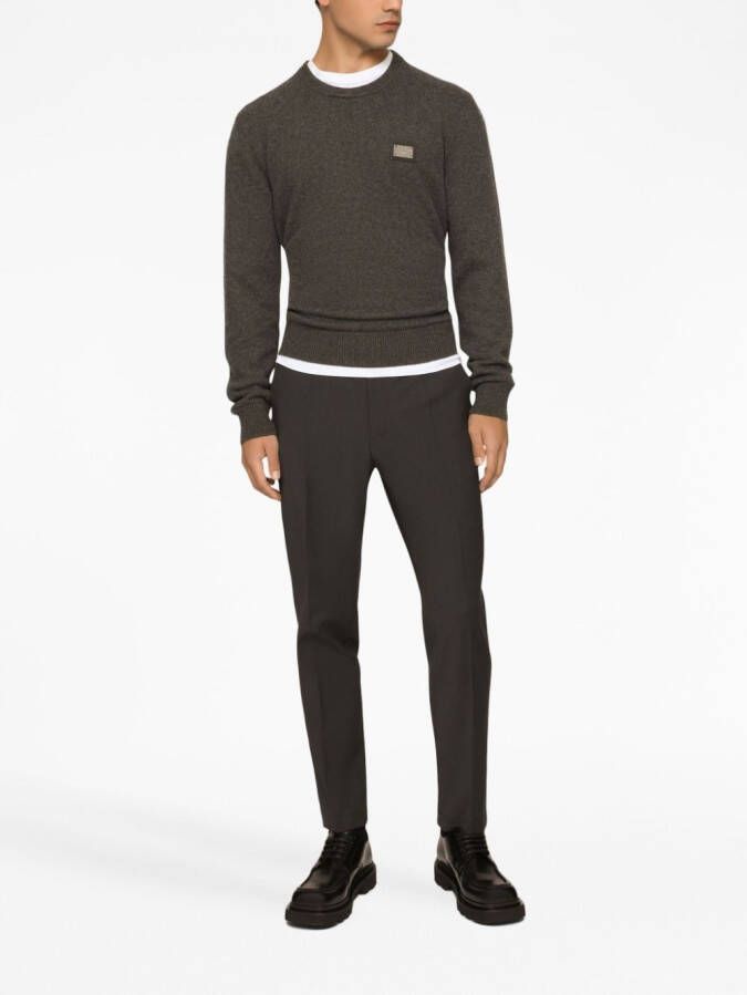 Dolce & Gabbana Trui van wol-kasjmier met logo label Bruin