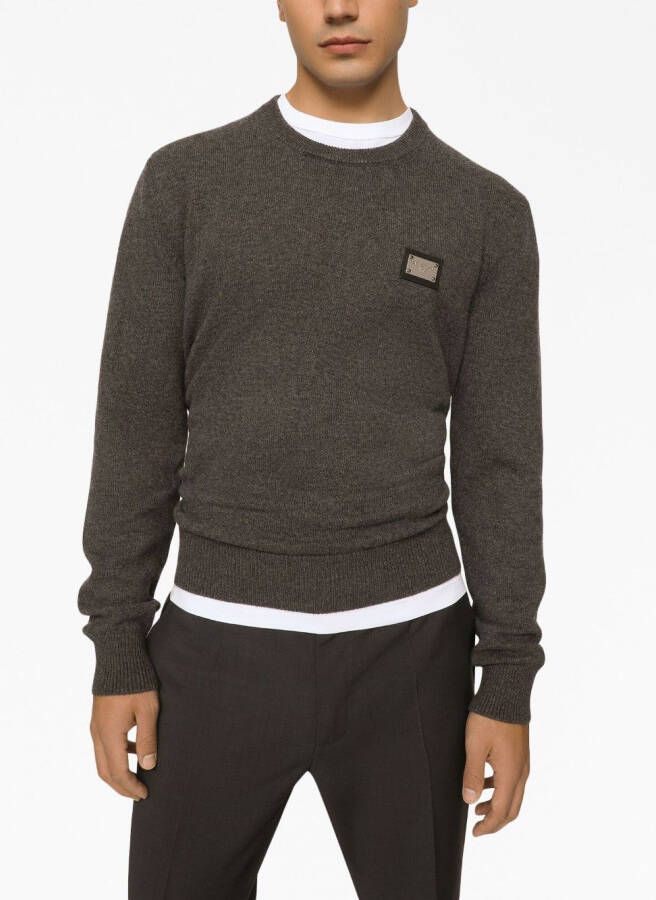 Dolce & Gabbana Trui van wol-kasjmier met logo label Bruin
