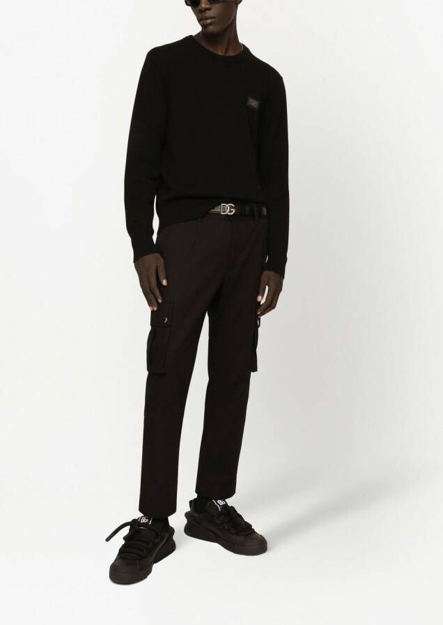 Dolce & Gabbana Trui van wol-kasjmier met logo label Zwart