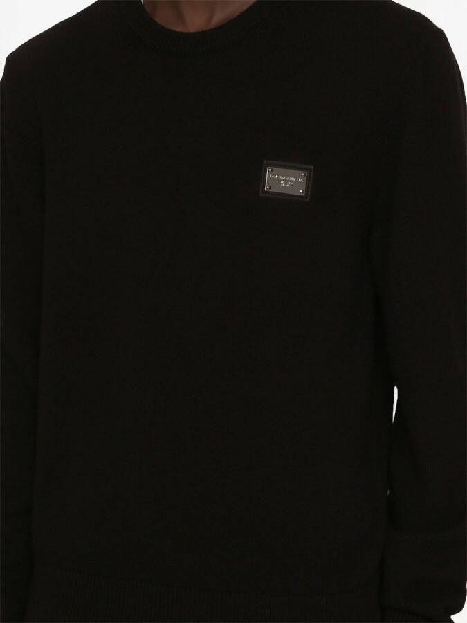 Dolce & Gabbana Trui van wol-kasjmier met logo label Zwart